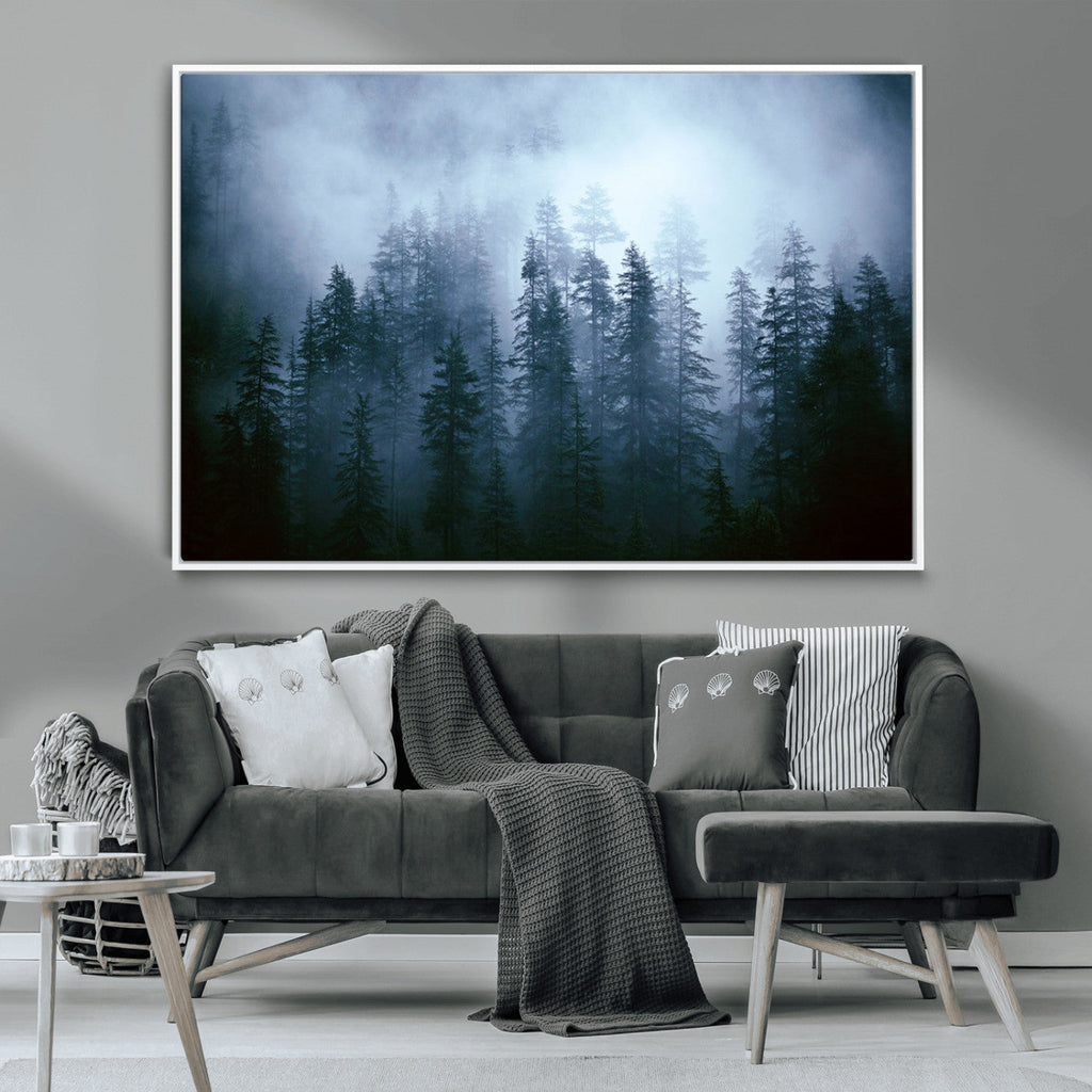 Foggy Pines Misty Forest Wall Art Print