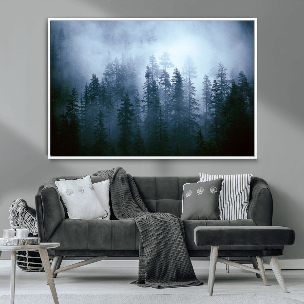 Foggy Pines Misty Forest Wall Art Print