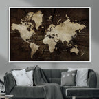 World Map Wall Art Canvas Print | Framed Travel Map Wall Art
