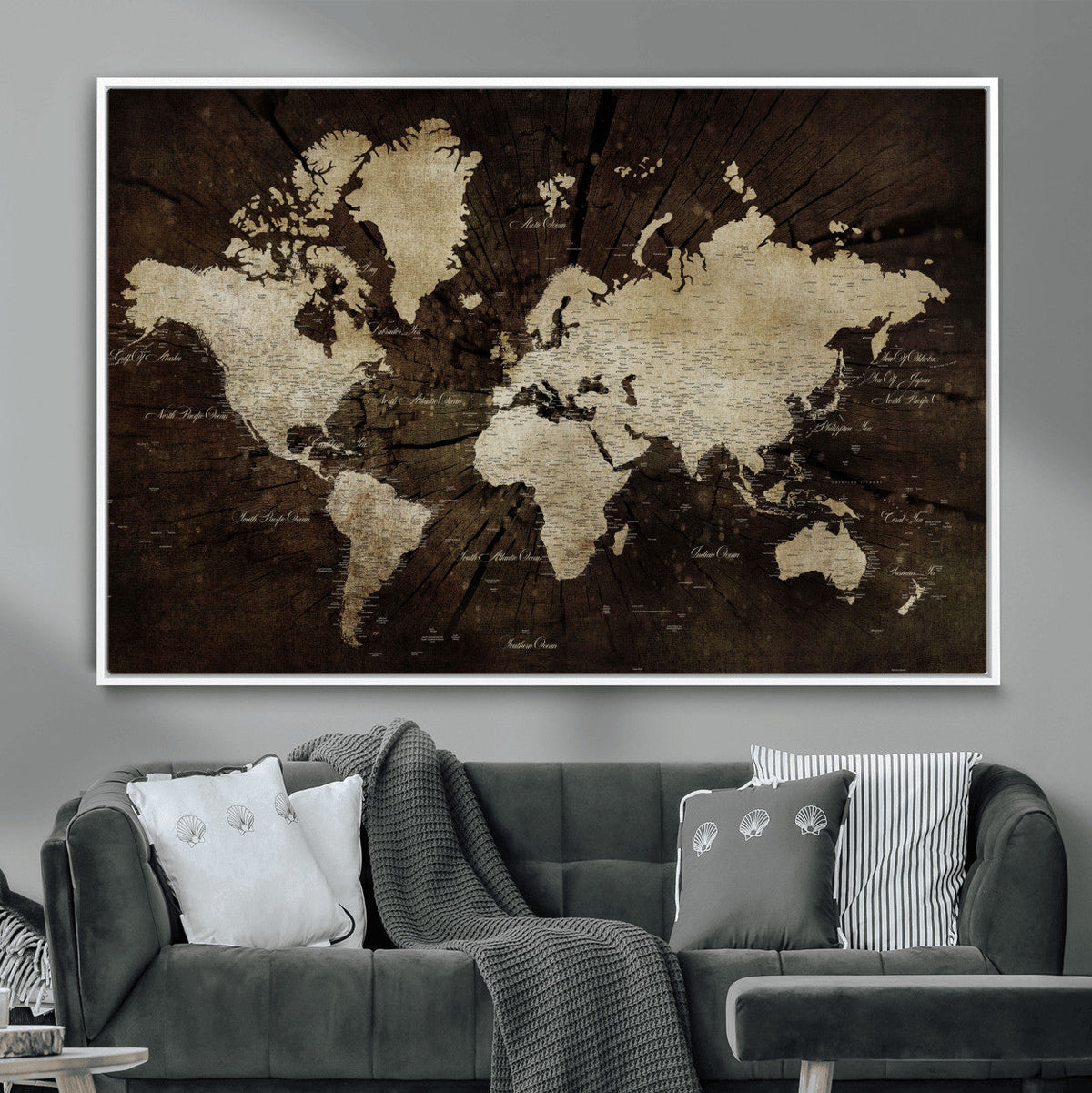 World Map Wall Art Canvas Print | Framed Travel Map Wall Art