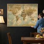 Personalized Navy Push Pin Travel Map Canvas Print, Couples Countries Visited Map, Living Room and Dining Room Decor