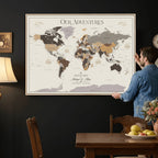 Personalized Travel Tracker Map with Pins, Framed World Map for Home and Office