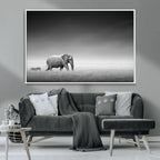 Elephant and Zebra Wall Art Canvas Print, Modern Artwork