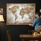 Vibrant Watercolor World Map Canvas Wall Art | Framed Travel Map