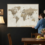 Detailed World Map Wall Art Canvas Print