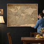 Dark World Map Canvas Print | Framed Travel Map Wall Art