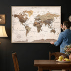 Modern World Map Canvas Print | Framed Travel Map Wall Art