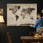 World Map Canvas Print, Detailed Map of the World, Adventure Gift for Couples and Anniversaries