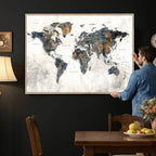 World Map Wall Art Canvas Print for Office Wall Decor