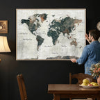 World Map Canvas Print | Framed Travel Map Wall Art for Couples