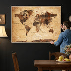 Modern Red and Gray World Map Canvas Print | Framed Wall Art