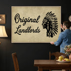 Original Landlords Wall Art Canvas Print, Native American Silhouette Artwork