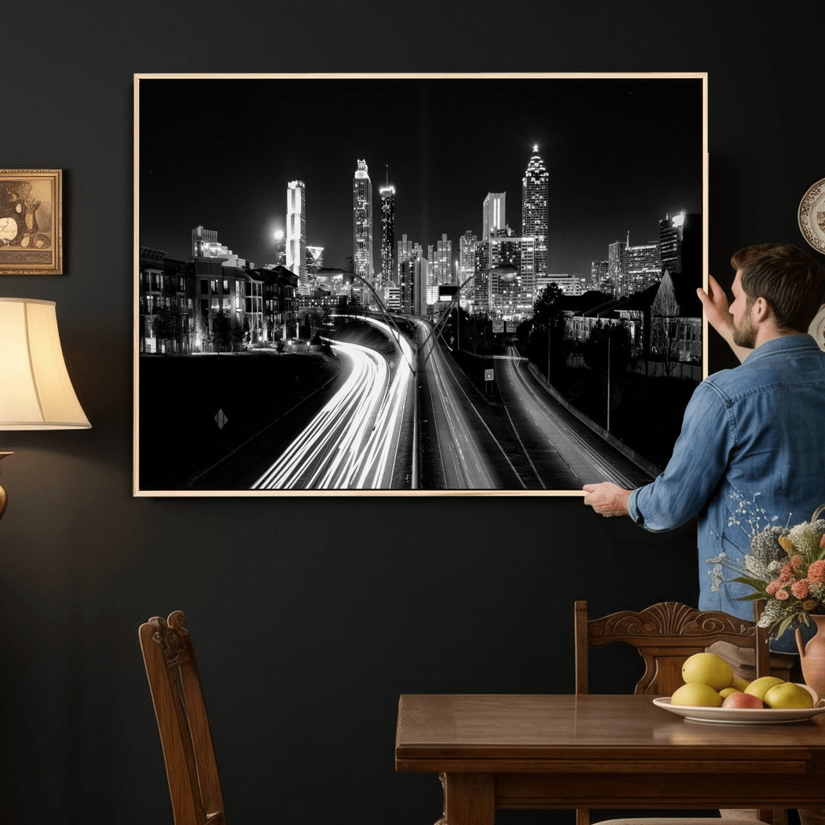 Atlanta Skyline Wall Art Canvas Print, Atlanta Downtown Night Cityscape