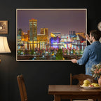 Baltimore Skyline Wall Art Canvas Print, Baltimore Downtown Night Cityscape