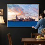 Chicago Wall Art Canvas Print - Chicago City Downtown Night Cityscape