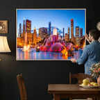 Chicago Wall Art Canvas Print, Chicago City Downtown Night Cityscape