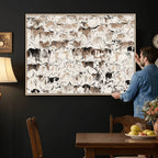 Abstract Texas Cow Canvas Print for Cabin and Western Home Decor