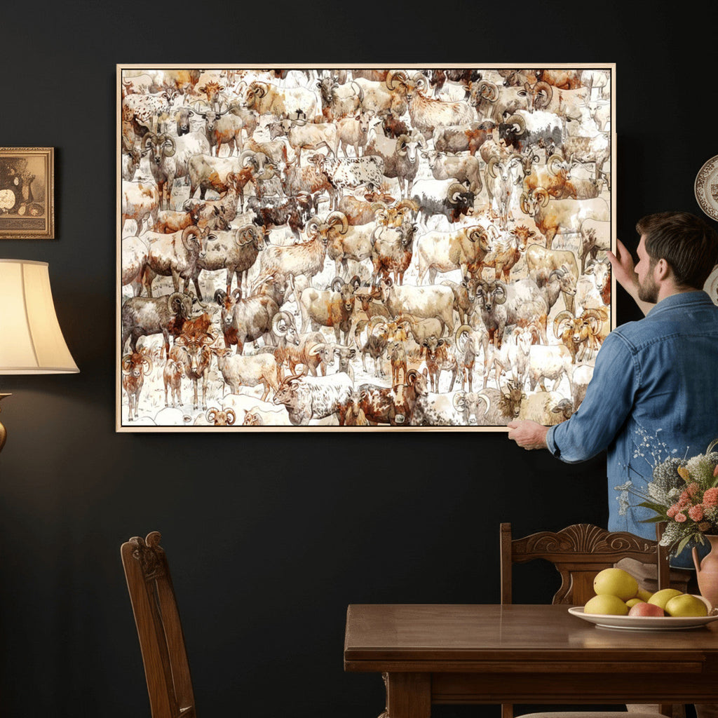 Farmhouse Bighorn Sheep Wall Art Canvas Print