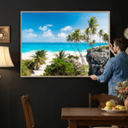 Tropical Beach Wall Art Canvas Print, Palm Tree Ocean Landscape Photography