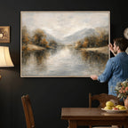 Neutral Abstract River Landscape Wall Art Canvas Print