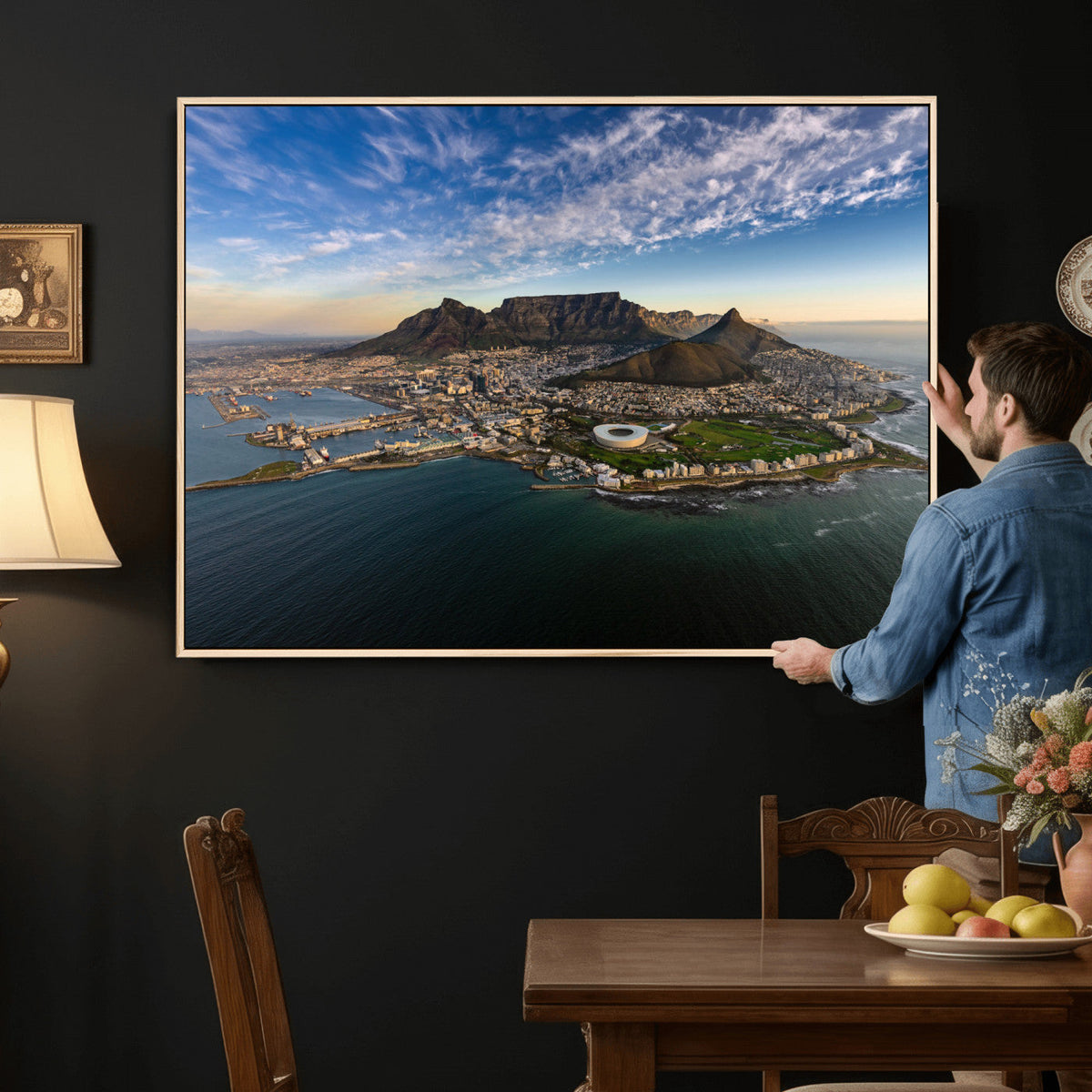 Cape Town Wall Art Canvas Print | Table Mountain Coastal Skyline Panorama