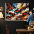 Lyrical Abstract Wall Art Canvas Print, Orange Blue Abstract