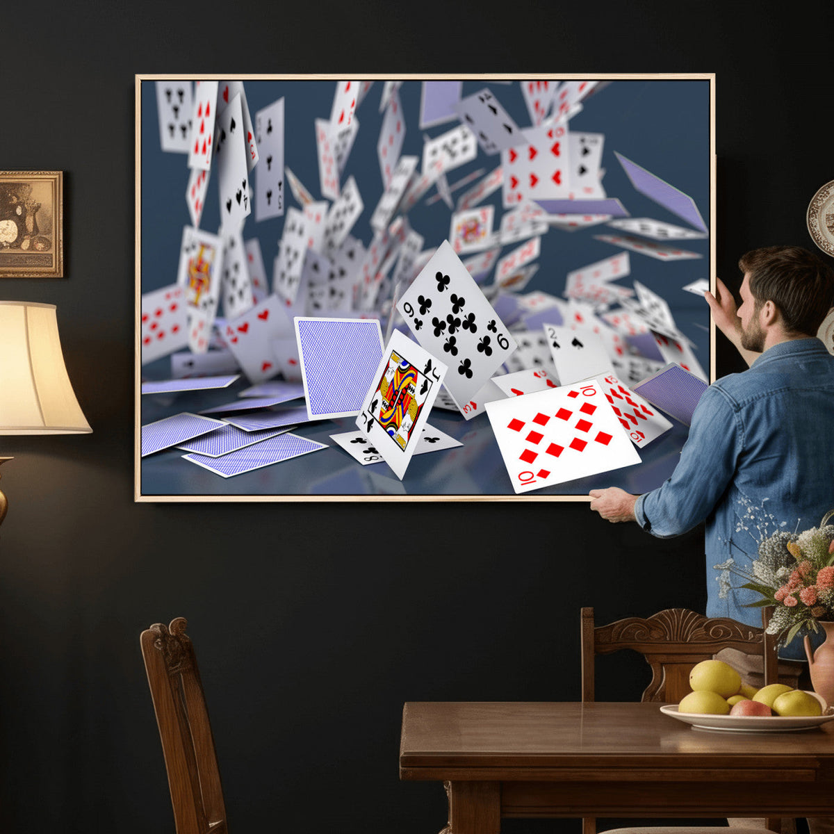 Playing Cards Canvas Wall Art | Casino Game Room Decor