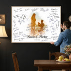 Wedding Signature Guest Book Canvas, Personalized Couple Photo Art