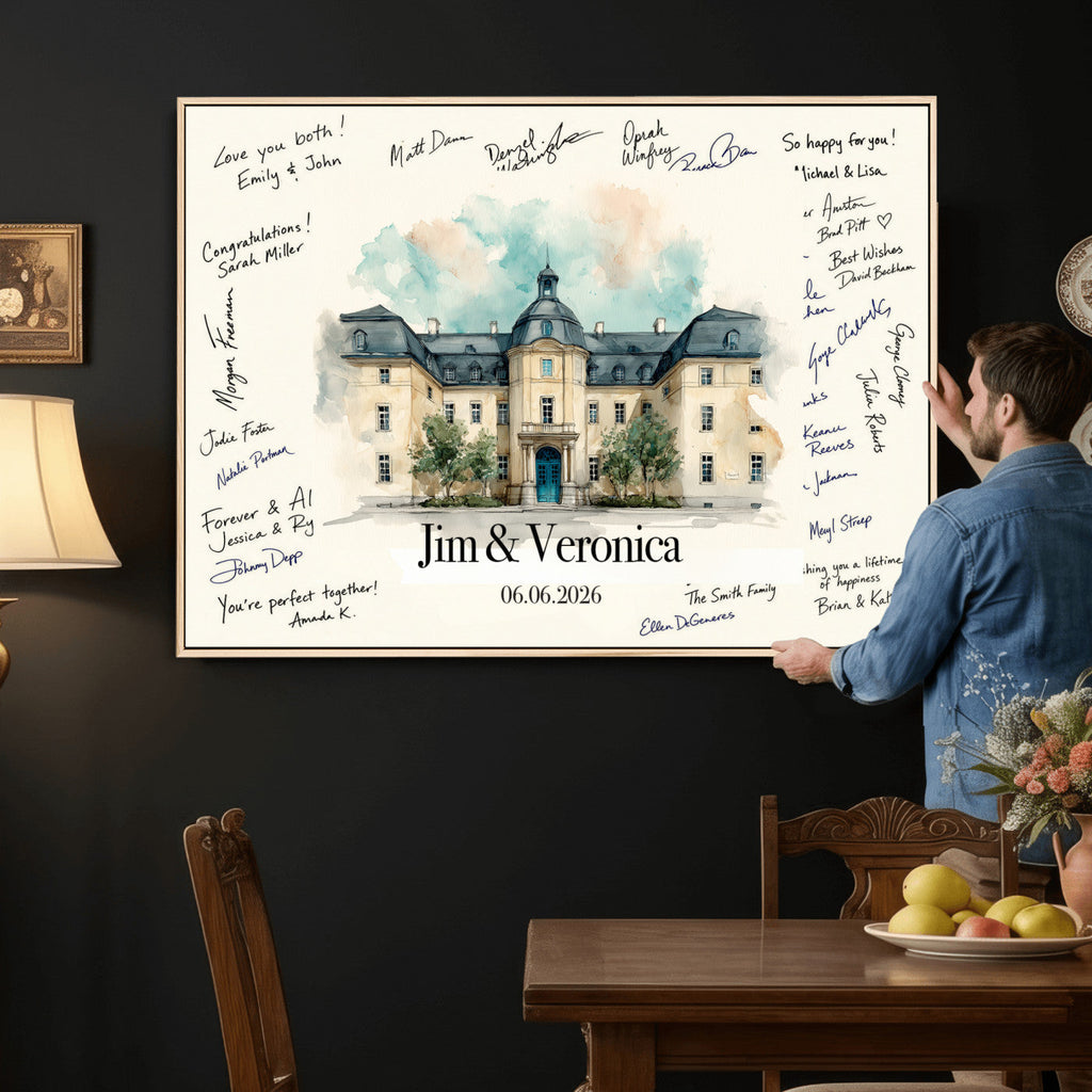 Wedding Venue Guest Book Canvas, Personalized Venue Drawing Sign