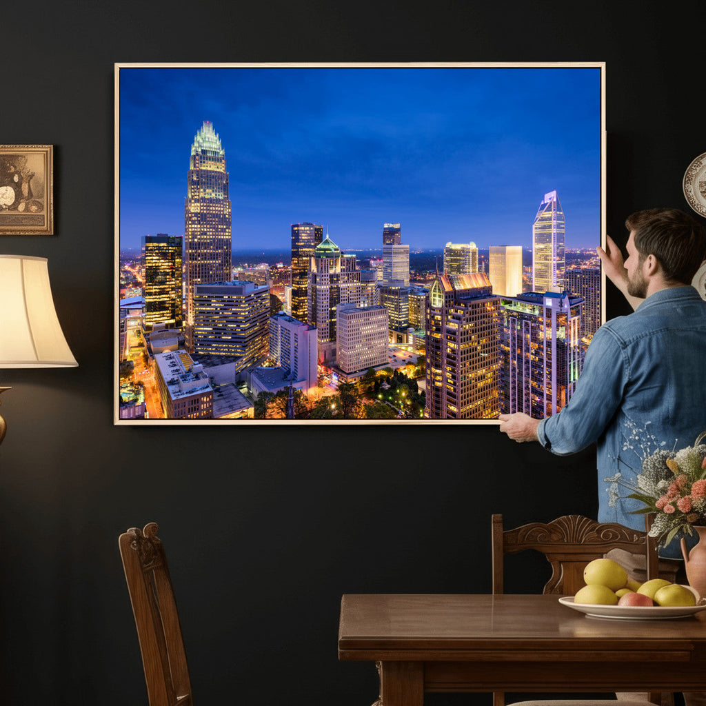 Charlotte Skyline Canvas Wall Art Print | North Carolina Cityscape