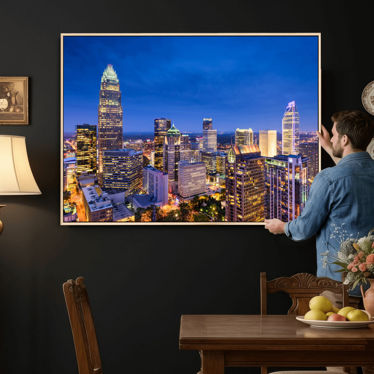 Charlotte Skyline Canvas Wall Art Print | North Carolina Cityscape