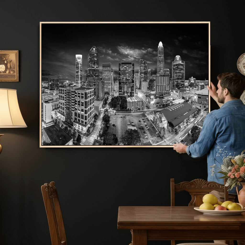 Charlotte Skyline Canvas Wall Art Print | North Carolina Cityscape