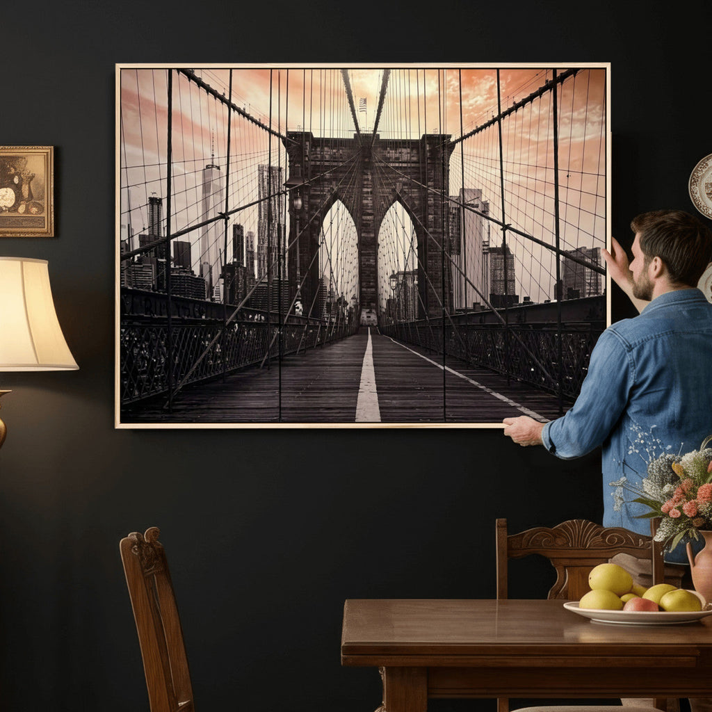Brooklyn Bridge Canvas Wall Art, New York City Skyline Photography
