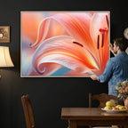 Peach Lily Canvas Wall Art, Coral Pink Flower Macro Photo Print, Botanical Decor