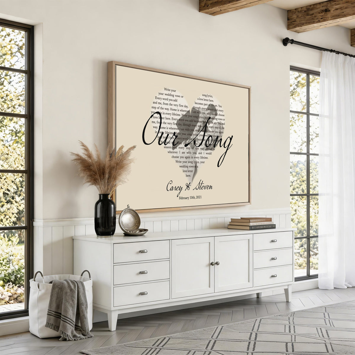 Lyrics Heart Canvas Print, Personalized Song Lyrics and Photo Wall Art