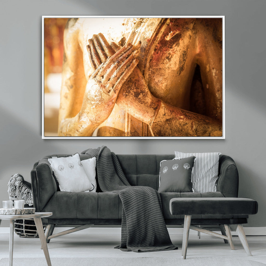 Buddha Statue Hands Wall Art Canvas Print