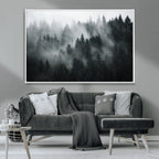 Foggy Forest Wall Art Canvas Print | 3 Panel Large Misty Landscape