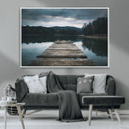 Wooden Bridge Near Lake Wall Art Canvas Print