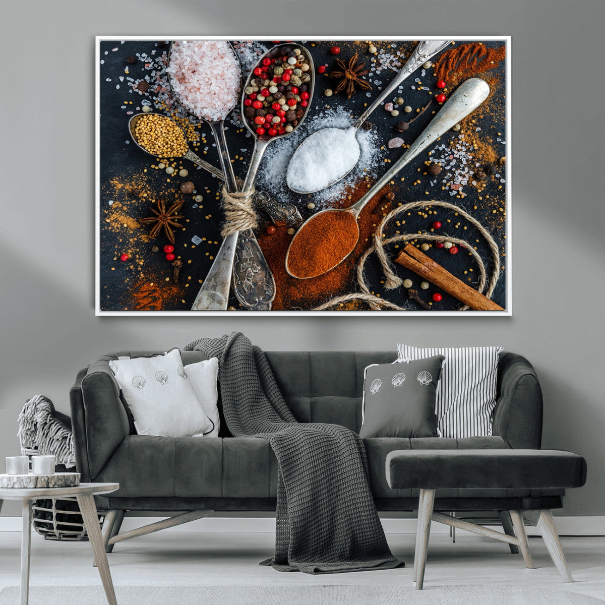 Spices and Seasonings Canvas Wall Art | Colorful Triptych Kitchen Decor