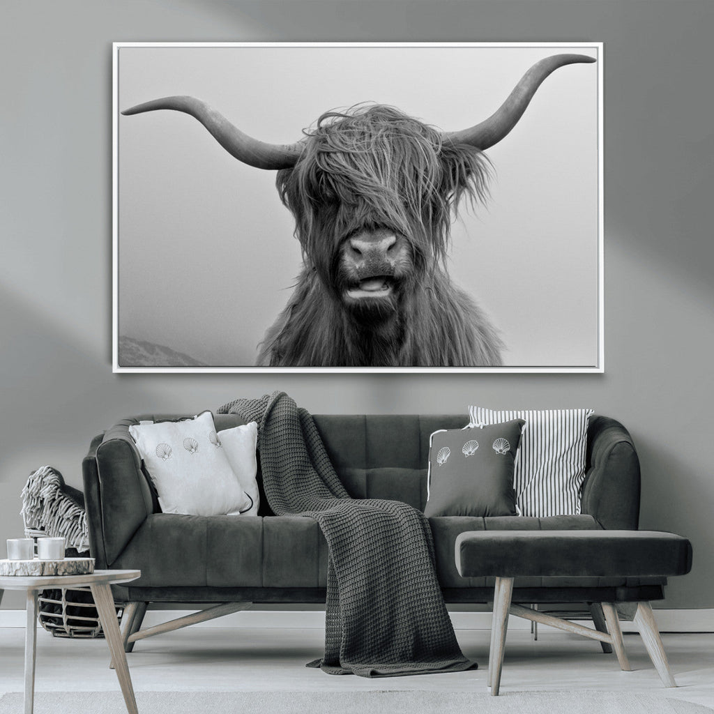 Texas Cow Wall Art Canvas, Texas Longhorn Cattle Canvas Print