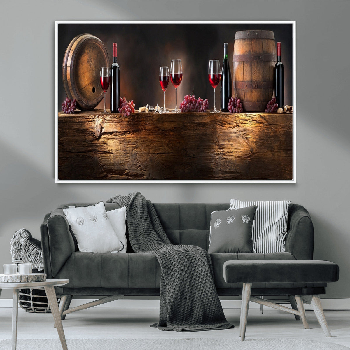 Wine and Barrels Wall Art Canvas Print