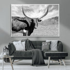 Longhorn Wall Art Canvas Print, Framed Ranch Wall Art Canvas Print