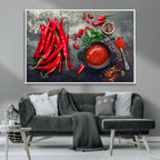 Red Chili Peppers Wall Art Kitchen Artwork Canvas Print