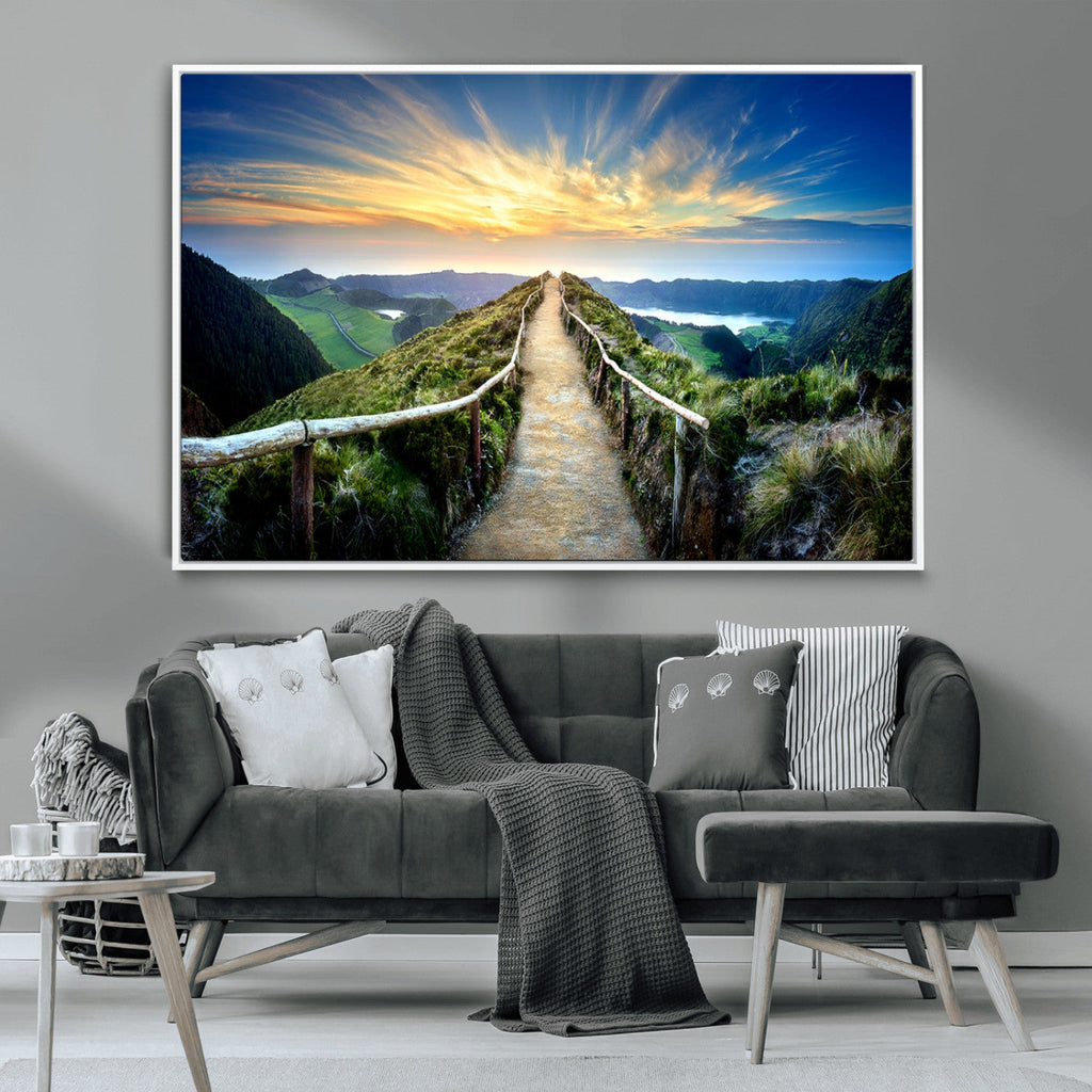 Mountain and Sunset Wall Art Canvas Print