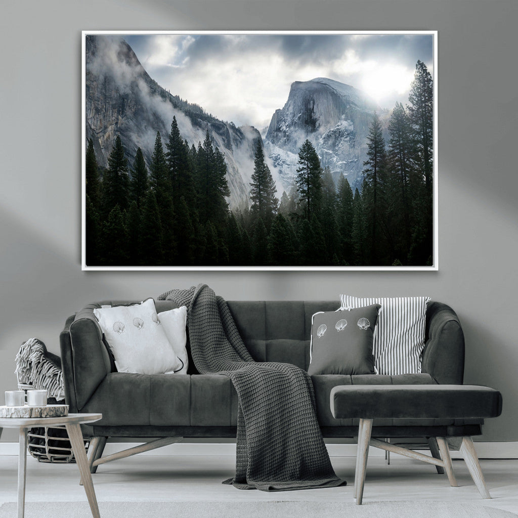 Wall Art Foggy Forest Landscape Canvas Print
