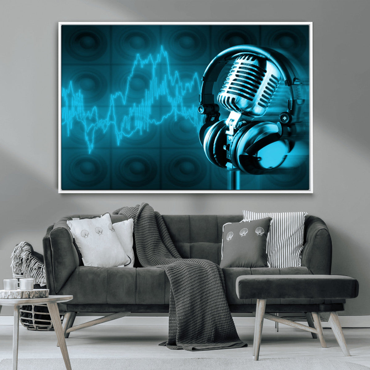 Music and Microphone Wall Art Canvas Print
