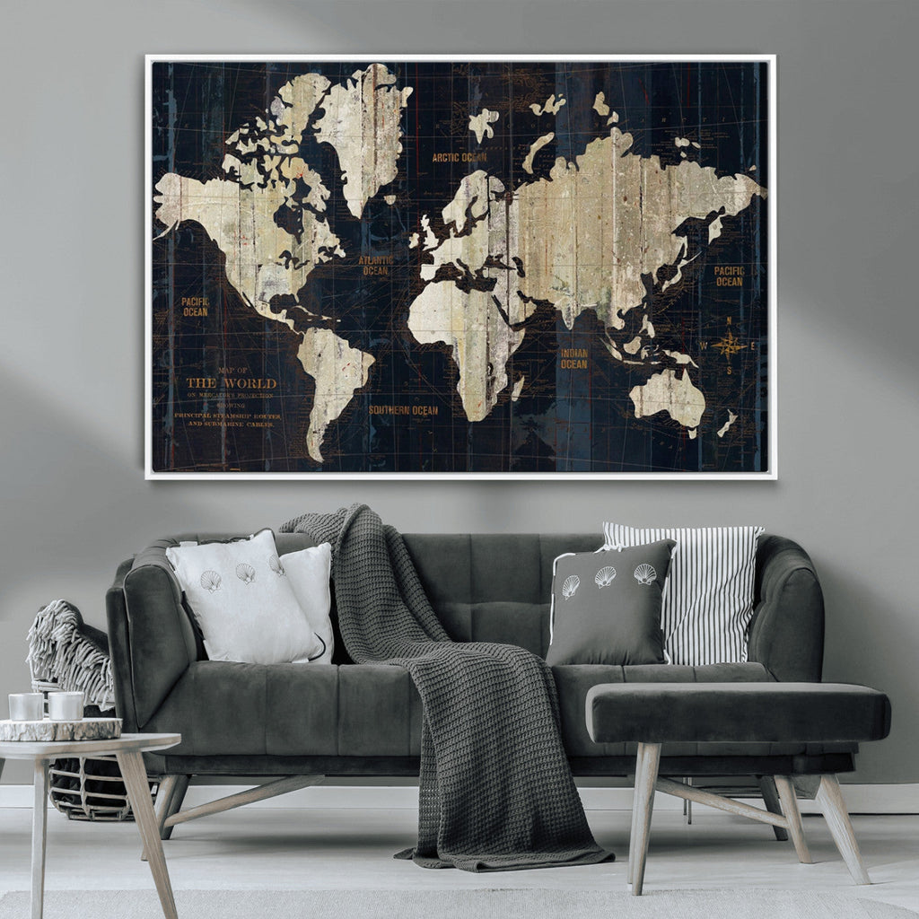 Antique Old World Map Wall Art Canvas Print