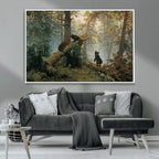 Baby Bears in Forest Wall Art Canvas Print