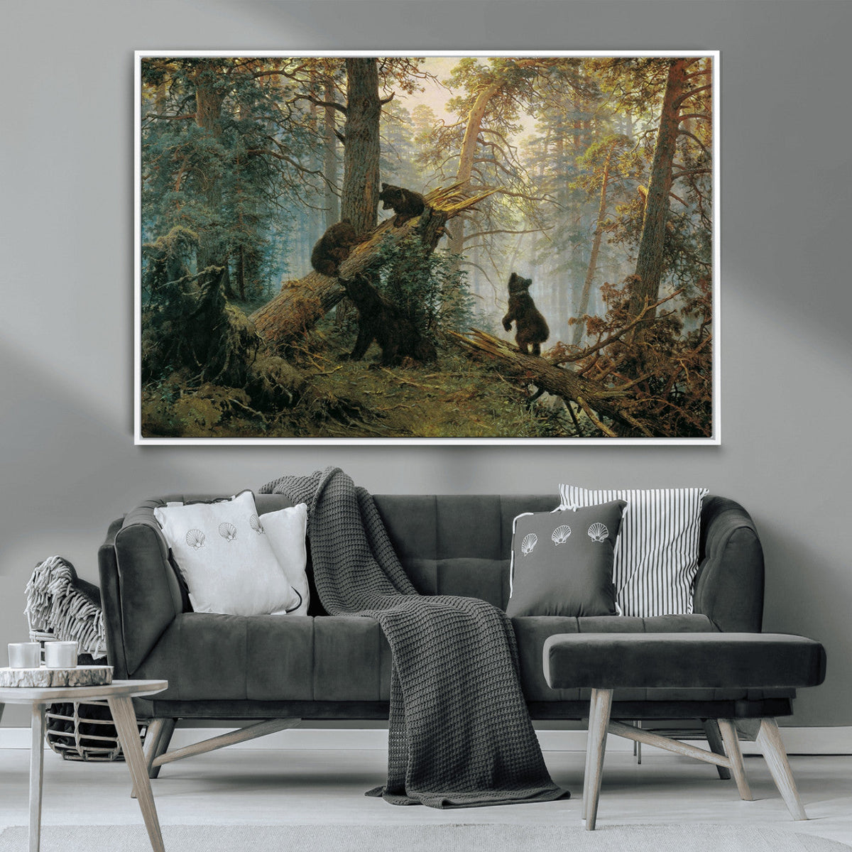 Baby Bears in Forest Wall Art Canvas Print