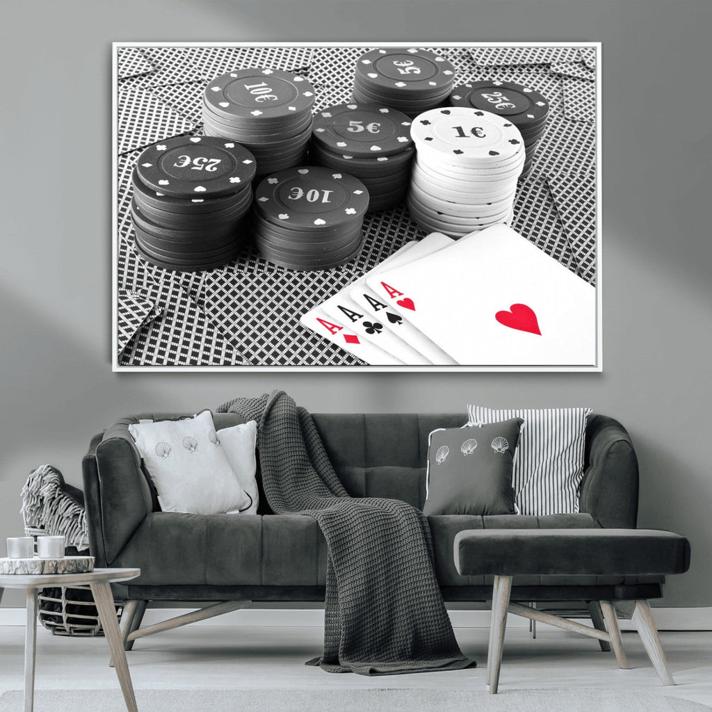 Poker Game Cards Wall Art Canvas, Multi Panel Wall Art